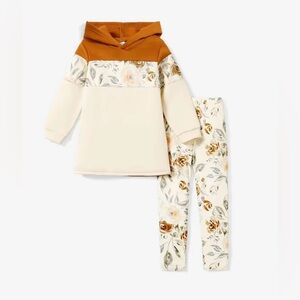 2-piece Girl Floral Hoodie Sweatshirt and Pants Set Size 8-9